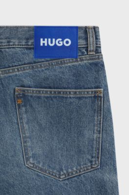 Regular-fit jeans in blue rigid denim, Blue