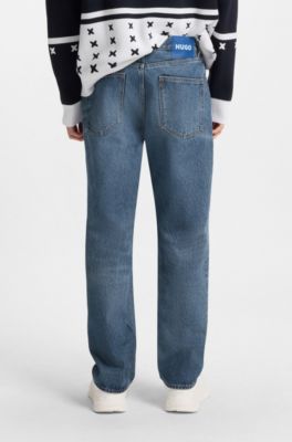 Jean Regular en denim rigide bleu, Bleu