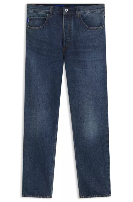 Regular-fit jeans in blue rigid denim