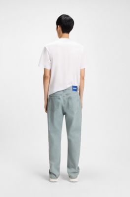 Baggy-fit jeans in bright-blue rigid denim, Light Blue