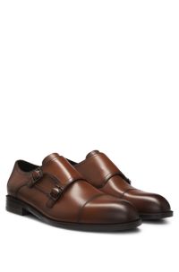 Monkstraps aus Leder mit doppeltem Riemen, Braun