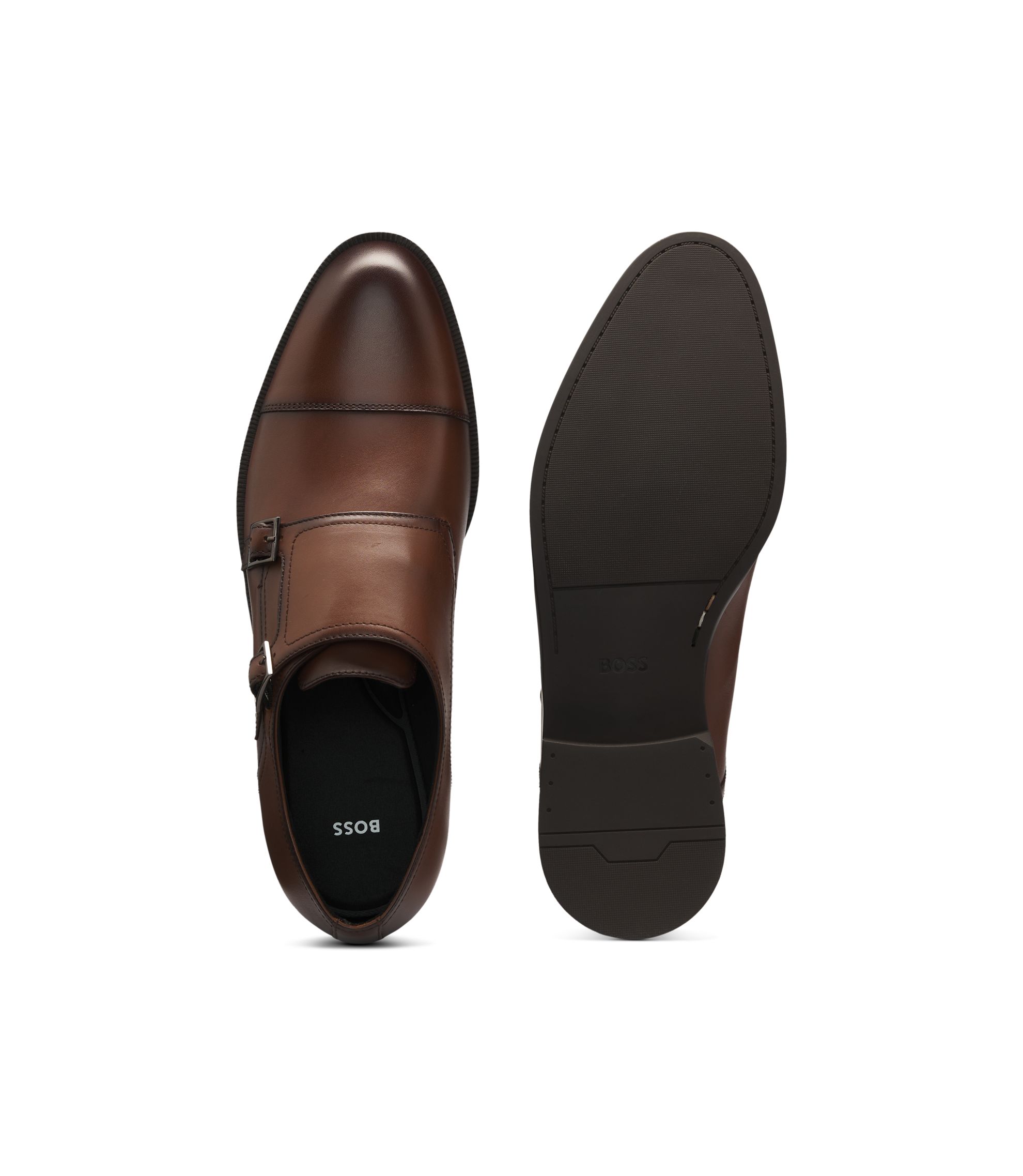 Brown leather monk-strap Hugo Boss dress shoe. Men main image 3