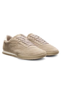 Suede trainers with leather backtab