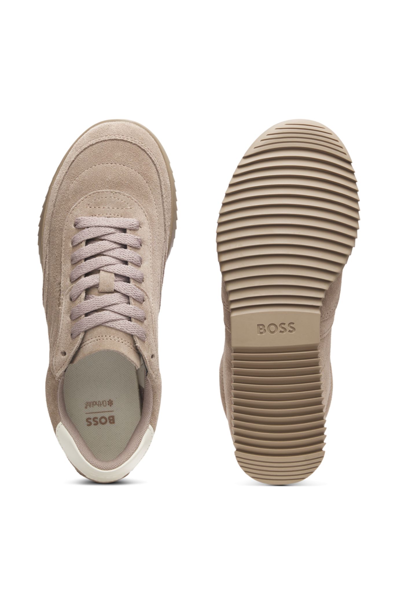 【関税込み】BOSS ベージュ スエード スニーカー BOSS（HUGO BOSS） スニーカー テニスインスパイア ローカット