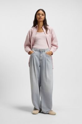 Suede trainers with leather backtab, Light Beige