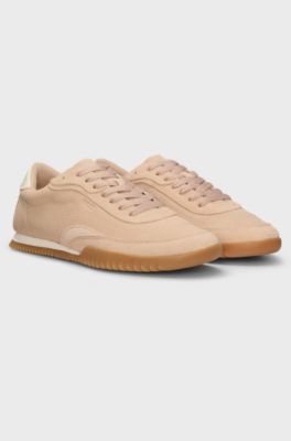 Suede trainers with leather backtab, Light Pink