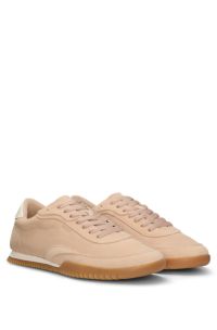 Suede trainers with leather backtab, light pink
