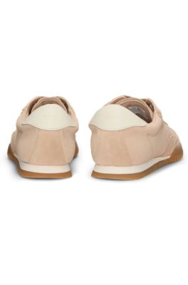 Mockasneakers med h&auml;lkappa i l&auml;der, ljusrosa