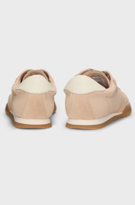 Suede trainers with leather backtab, light pink