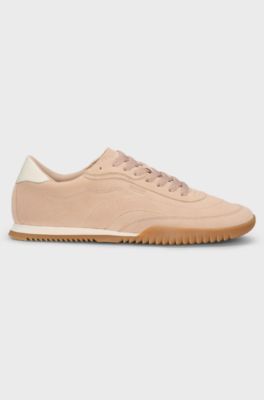 Suede trainers with leather backtab, Light Pink