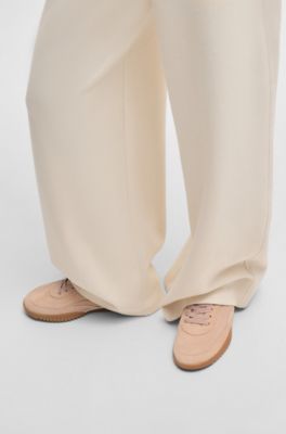 Suede trainers with leather backtab, light pink