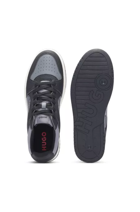 Low-top trainers with faux leather