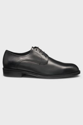 Leather Derby shoes with stitching details, Black