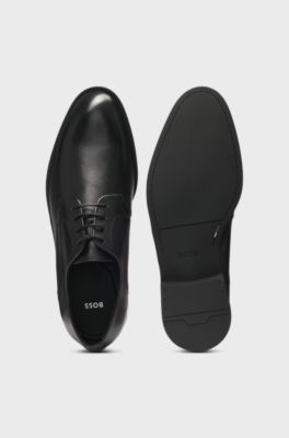 Leather Derby shoes with stitching details, Black