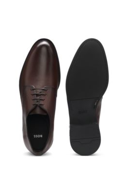 Scarpe Derby in pelle con particolari impunture, Marrone scuro