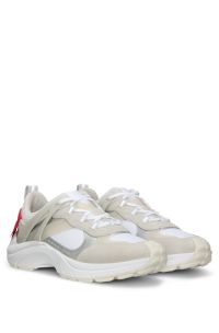 Running trainers with suede and mesh, White