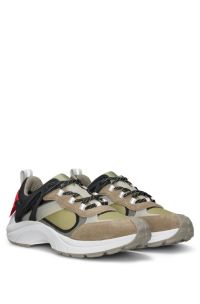 Running trainers with suede and mesh, Light Green