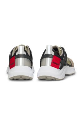 Sneakers im Laufschuh-Stil aus Veloursleder und Mesh, Hellgr&uuml;n