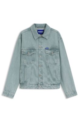 Regular-fit jacket in bright-blue rigid denim, Light Blue