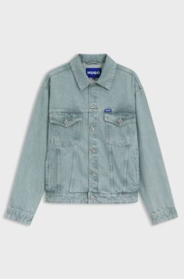 Regular-Fit Jacke aus festem Denim in Hellblau, Hellblau
