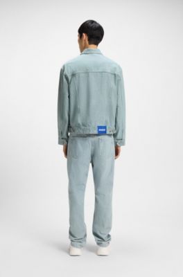 Giubbotto regular fit in denim rigido blu acceso, Celeste