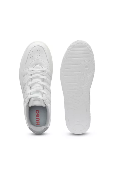 Faux-leather trainers with logo uppers