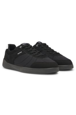 Football-inspired trainers with faux suede, Black
