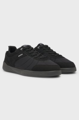 Football-inspired trainers with faux suede, Black