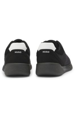 Football-inspired trainers with faux suede, Black