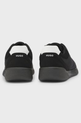 Football-inspired trainers with faux suede, Black