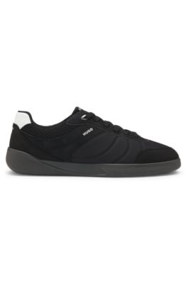 Football-inspired trainers with faux suede, Black