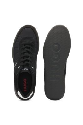 Football-inspired trainers with faux suede, Black