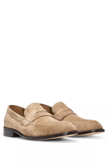 Suede loafers with penny trim