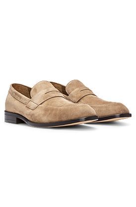 Suede loafers with penny trim