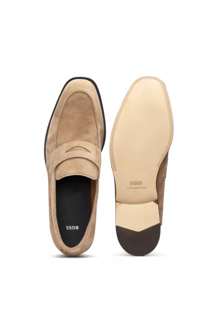 Suede loafers with penny trim