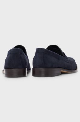 Suede loafers with penny trim, Dark Blue