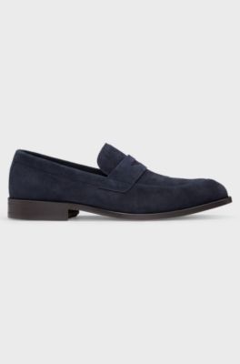 Suede loafers with penny trim, Dark Blue