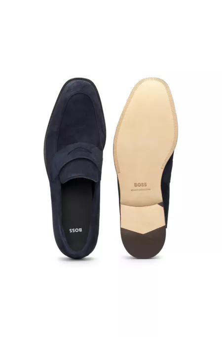 Suede loafers with penny trim