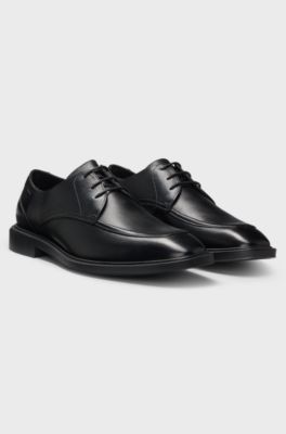 Leather Derby shoes with double stitching, Black