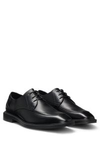 Leather Derby shoes with double stitching, Black