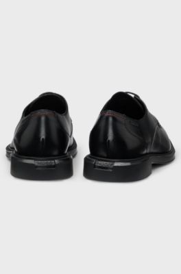 Leather Derby shoes with double stitching, Black