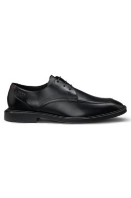 Leather Derby shoes with double stitching, Black