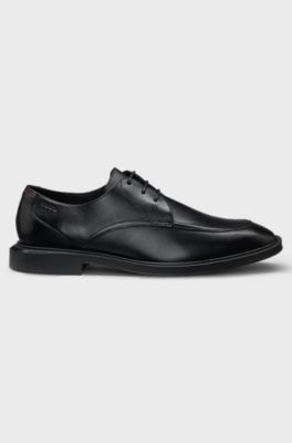 Leather Derby shoes with double stitching, Black