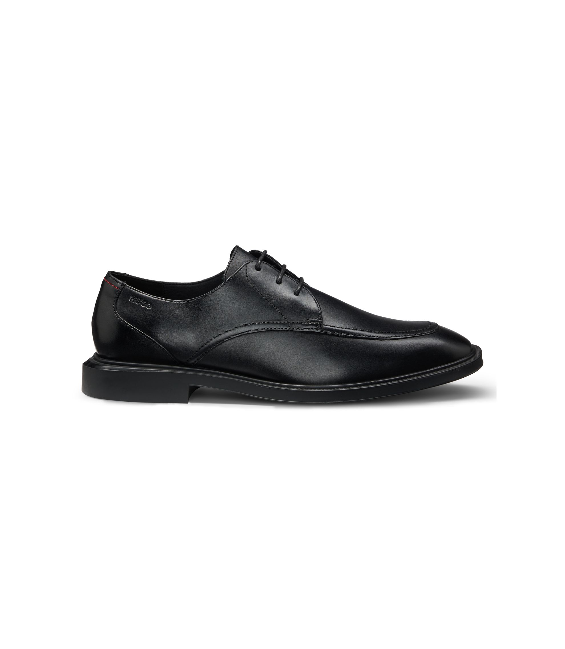 HUGO - Leather Derby shoes with double stitching - Black display picture 1