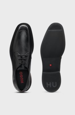 Leather Derby shoes with double stitching, Black