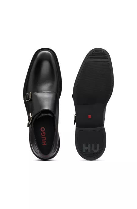 Leather monk shoes with twin strap