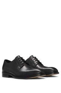 Cap-toe Derby shoes in leather, Black