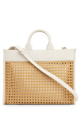 ウーブン トートバッグ ゴールデンロゴ, ベージュ