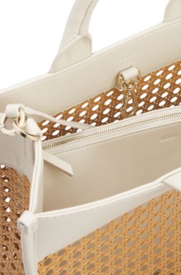 ウーブン トートバッグ ゴールデンロゴ, ベージュ