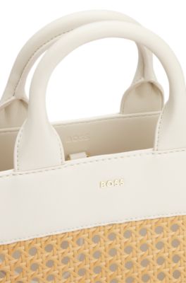 ウーブン トートバッグ ゴールデンロゴ, ベージュ